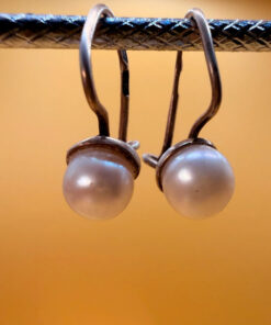 Vintage sterling silver earrings with pearl #125