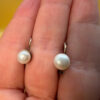 Vintage sterling silver earrings with pearl #125