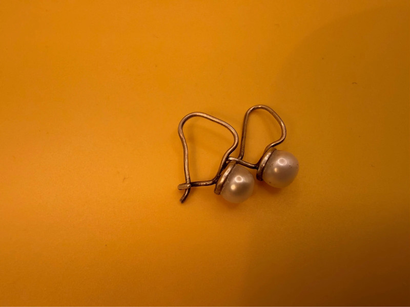 Vintage sterling silver earrings with pearl #125