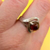 Stunning new sterling silver ring with amber, size O#125