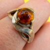 Stunning new sterling silver ring with amber, size O#125