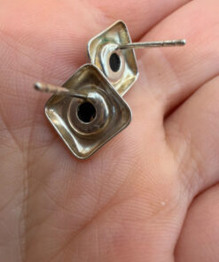 Sterling silver stud amber earrings #49