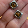 Sterling silver stud amber earrings #49