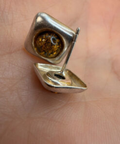 Sterling silver stud amber earrings