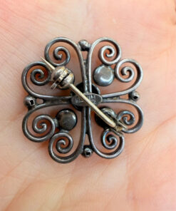 Antique silver coral brooch by Gustav Hauber 1880 Schwäbisch Gmünd, Germany#125