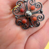 Antique silver coral brooch by Gustav Hauber 1880 Schwäbisch Gmünd, Germany#125