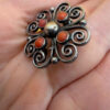 Antique silver coral brooch by Gustav Hauber 1880 Schwäbisch Gmünd, Germany#125