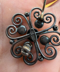 Antique silver coral brooch by Gustav Hauber 1880 Schwäbisch Gmünd, Germany