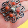Antique silver coral brooch by Gustav Hauber 1880 Schwäbisch Gmünd, Germany#125