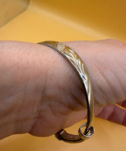 Vintage China Floral Flowers Design Bangle Bracelet Sterling Silver