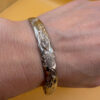 Vintage China Floral Flowers Design Bangle Bracelet Sterling Silver