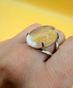Incredible silver ring with huge rock crystal, size Y
