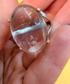 Incredible silver ring with huge rock crystal, size Y