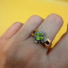 Silver ring with 14K gold plating and peridot, size O#114