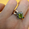 Silver ring with 14K gold plating and peridot, size O#114