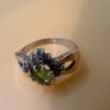 Silver ring with 14K gold plating and peridot, size O#114