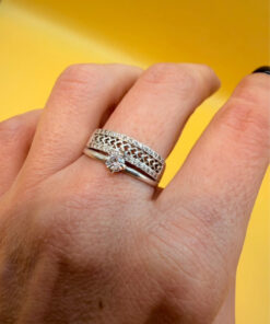Sterling silver ring with sparkling CZ Uk size Q#114