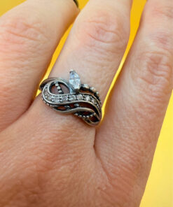 Sterling silver ring with stones Uk size O