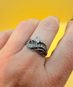 Sterling silver ring with stones Uk size O#52