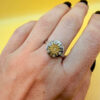 Sterling silver ring with gold plated sun Uk size S#52
