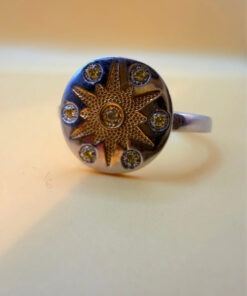 Sterling silver ring with gold plated sun Uk size S