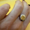 Sterling silver ring with gold plated sun Uk size S#52