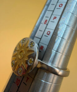 Sterling silver ring with gold plated sun Uk size S