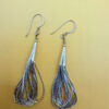 Liquid Silver Beaded Earrings: Vintage Southwestern Long Dangles 6cm#52