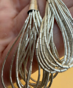 Liquid Silver Beaded Earrings: Vintage Southwestern Long Dangles 6cm