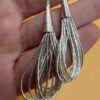 Liquid Silver Beaded Earrings: Vintage Southwestern Long Dangles 6cm#52