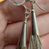 Liquid Silver Beaded Earrings: Vintage Southwestern Long Dangles 6cm#52