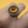 New 925 sterling silver ring with amber, size P#127