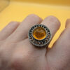 New 925 sterling silver ring with amber, size P#127