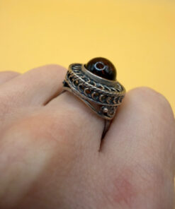 New 925 sterling silver ring with amber, size P
