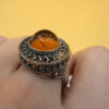 New 925 sterling silver ring with amber, size P#127