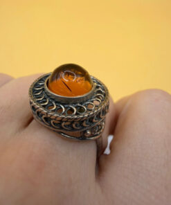 New 925 sterling silver ring with amber, size P
