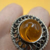 New 925 sterling silver ring with amber, size P#127
