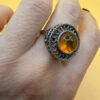 New 925 sterling silver ring with amber, size P#127
