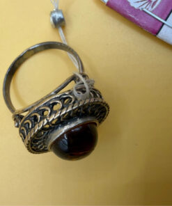New 925 sterling silver ring with amber, size P