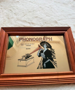 Vintage Thomas Edison Phonograph Advertising Mirror - 1970s Retro Wall Decor