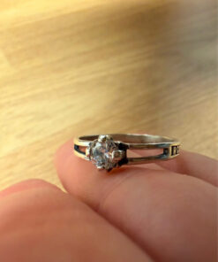 Silver ring “Save and Protect” with a stone, size O