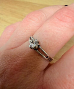 Silver ring “Save and Protect” with a stone, size O#28.