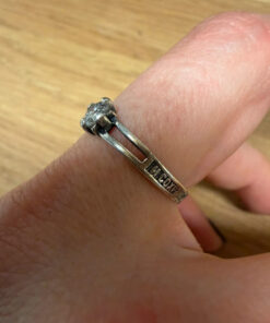 Silver ring “Save and Protect” with a stone, size O