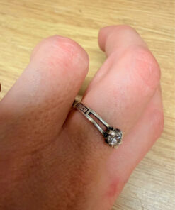 Silver ring “Save and Protect” with a stone, size O