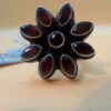 New 925 sterling silver ring with garnets, weight 8.6 g, size O.