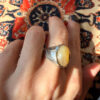 Men’s Eastern-style ring nickel ring, size U, with yellow agate (Zard Aqeeq).