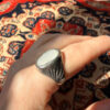 Men’s Eastern-style ring nickel ring, size Q,wight agate (Zard Aqeeq)