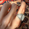 Men’s Eastern-style ring nickel ring, size Q,wight agate (Zard Aqeeq)