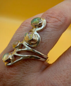 New incredible Ethiopian opal sterling silver ring, size P1/2.
