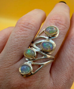 New incredible Ethiopian opal sterling silver ring, size P1/2.